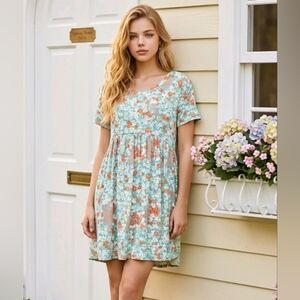 HAPTICS | Size Medium | Women's Florals Short Sleeve Dress with Pockets